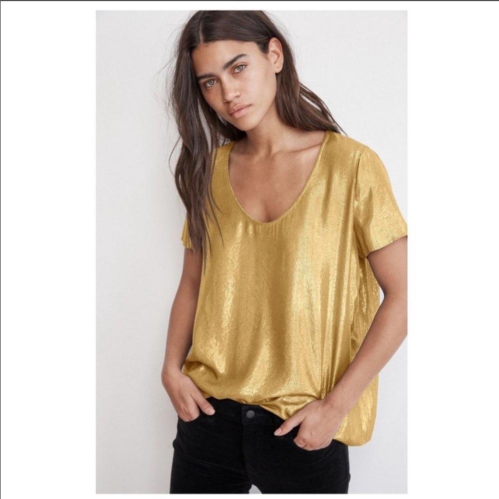 Velvet By Graham and Spencer gold metallic top NWT